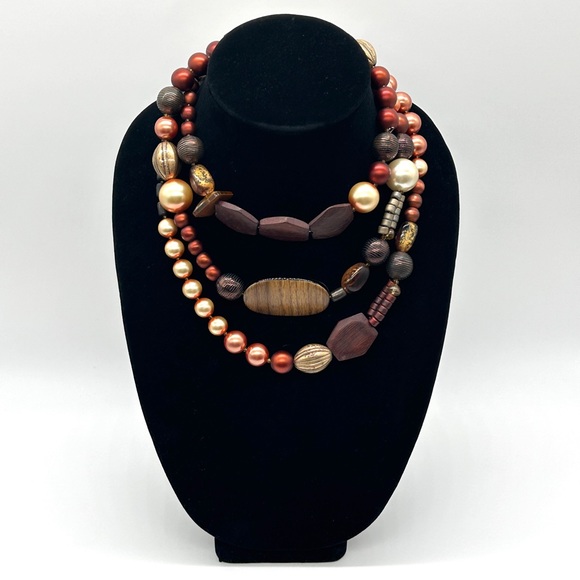 Vintage Wooden Beaded Boho Necklace 56" - Picture 13 of 13